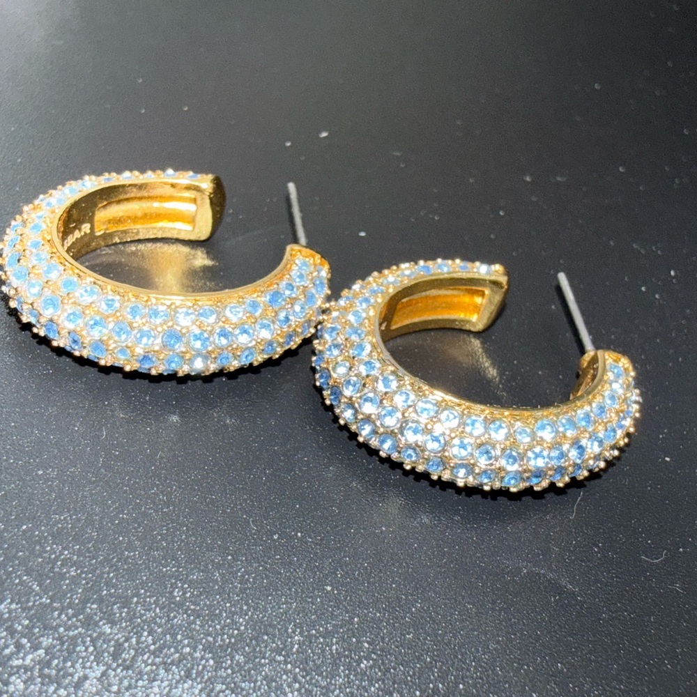 Baublebar Gold and Blue Crystal Hoop Earrings